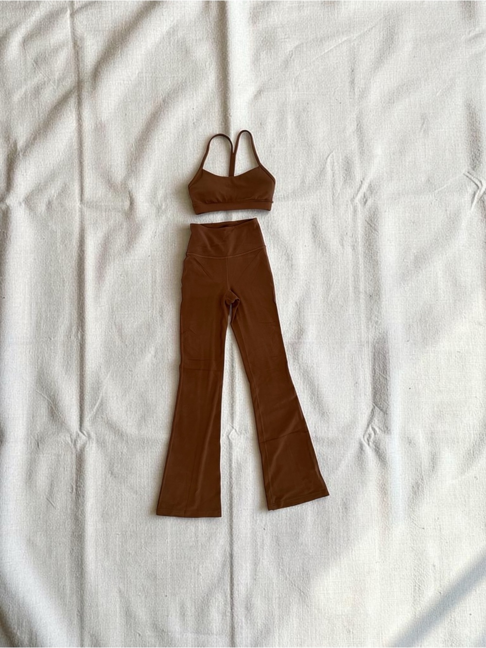 lululemon athletica High-Waist Butternut Brown Flare Leg Leggings and Bra